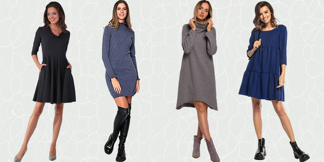 Класическа визия с рокля в тъмни тонове снимка