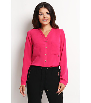 Дамска риза в розово с джобове Iveta снимка