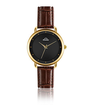 Златист мъжки часовник с каишка в кафяво Force снимка