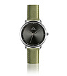 Мъжки часовник в сребристо и черно със зелена кожена каишка Cedric-0 снимка