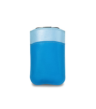 Кожен калъф за iPhone 5S/5/4S/4 Cedric в сини нюанси снимка