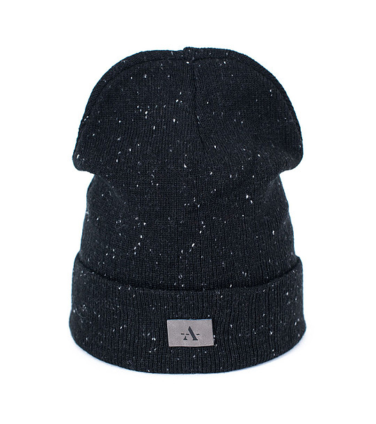 Unisex плетена шапка в черен меланж снимка