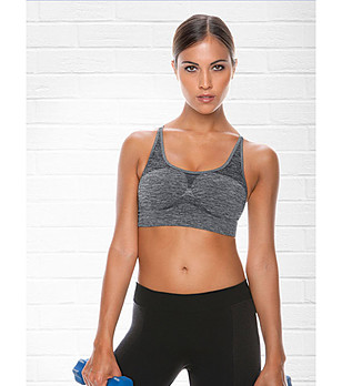 Спортно бюстие-сутиен в сив меланж снимка