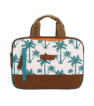 Чанта за таблет в цвят тюркоаз, бяло и кафяво 30x23 см снимка