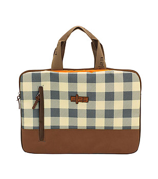 Чанта за лаптоп в кафяво и жълто 40x29 см снимка