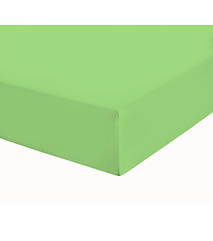 Зелен памучен чаршаф с ластик 90х200 см снимка