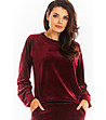Тъмночервена дамска блуза Azalia с кадифен ефект-0 снимка