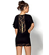 Черна къса нощница с изрязан дантелен гръб Nessy-0 снимка