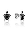Дамски обеци в сребристо и черно Turtle с лого-1 снимка
