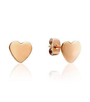 Розовозлатисти дамски обеци Heart снимка