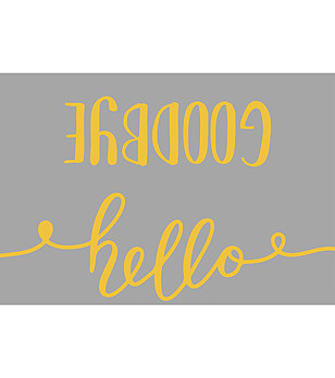 Постелка в сиво и жълто с надпис Hello, Goodbye 52х75 см снимка