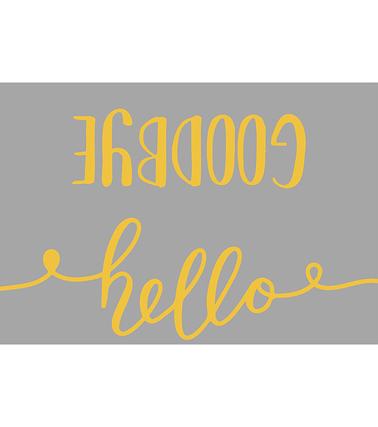 Постелка в сиво и жълто с надпис Hello, Goodbye 52х75 см снимка