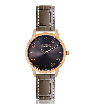 Часовник с корпус в розовозлатисто и каишка в цвят мока Chloe Dream снимка