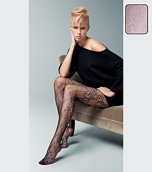 Ефектен мрежест чорапогащник в цвят крем Sisi снимка