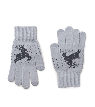 Сиви unisex ръкавици с еленче снимка