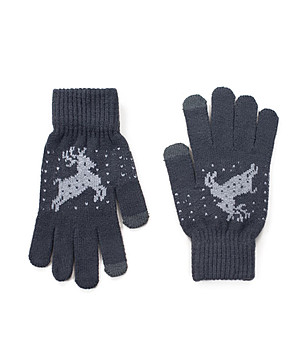 Unisex ръкавици в цвят графит с еленче снимка