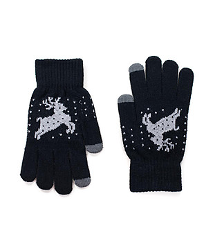 Черни unisex ръкавици с еленче снимка