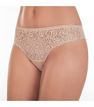 Дантелени прашки бразилиана в бежов нюанс Evelen снимка