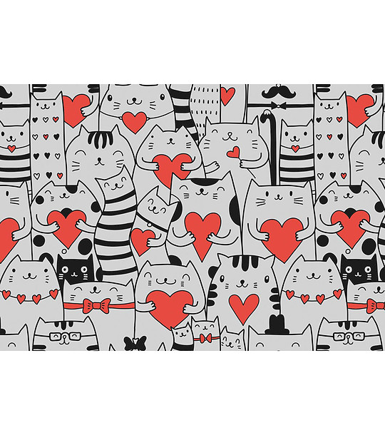 Постелка в сиво I love cats 52х75 см снимка