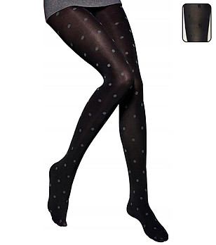 Черен чорапогащник на точки в цвят маслина Antonella 40 DEN снимка