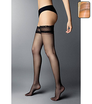 Дълги дамски чорапи в цвят коняк Mercedes 6 DEN снимка