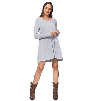 Светлосива рокля с дълги ръкави Daliola снимка