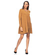 Рокля в цвят камел с дълги ръкави Daliola-0 снимка