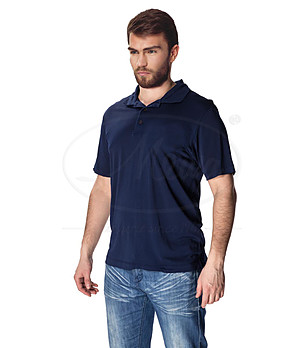 Мъжка блуза в тъмносиньо Polo с яка и копчета снимка