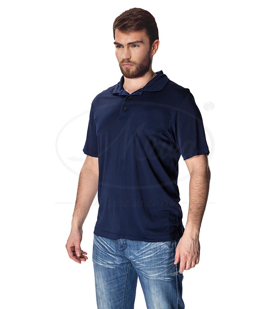 Мъжка блуза в тъмносиньо Polo с яка и копчета снимка