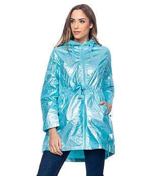 Дамско яке в тюркоаз с метализиран ефект Libby снимка