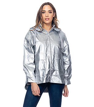 Сребристо дамско яке с метализиран ефект Ledora снимка