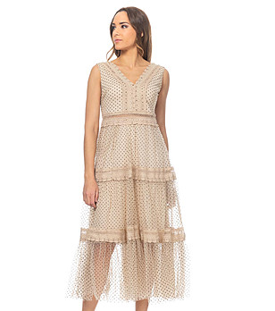 Бежова рокля на черни точки Judita снимка