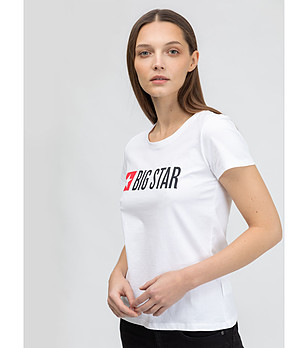 Бяла дамска памучна тениска Risma снимка