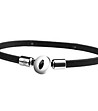 Мъжка черна кожена гривна със сребристи детайли Manuel-2 снимка