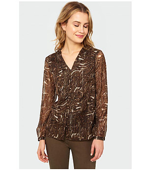 Кафява дамска блуза с принт снимка