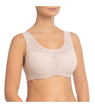 Сутиен тип бюстие от дантела в бежов нюанс Dee снимка