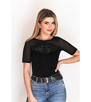 Стилна дамска блуза Patsy в черен цвят снимка