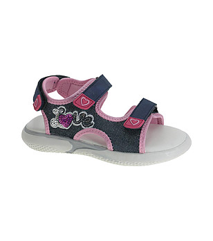 Детски сандали в тъмносиньо и розово снимка