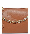 Малка дамска кожена чанта в цвят камел Cammie-3 снимка