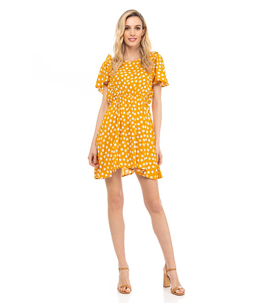 Жълта рокля на бели точки Lina снимка