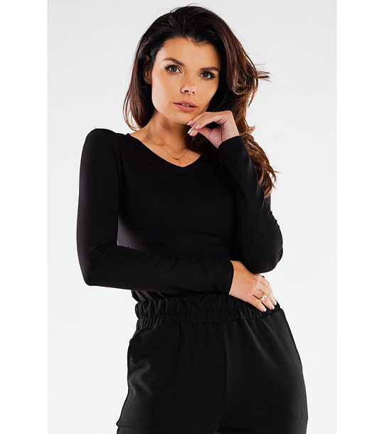 Памучна черна дамска блуза Hera снимка