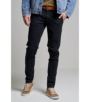 Черен мъжки памучен панталон Tomy снимка