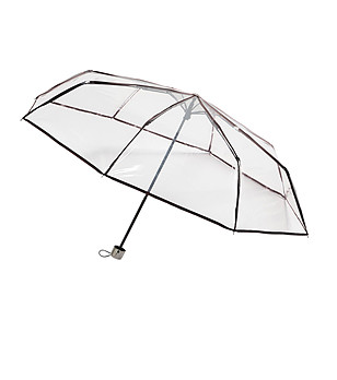 Прозрачен сгъваем чадър с черен кант снимка