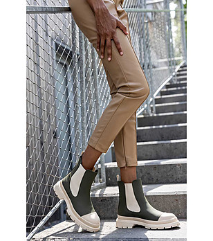 Дамски боти челси в цвят каки и бежово Belinda снимка