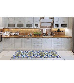 Пътека с принт в синьо и жълто 180х52 см снимка