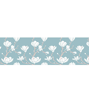 Светлосиня пътека с флорален принт 180х52 см снимка