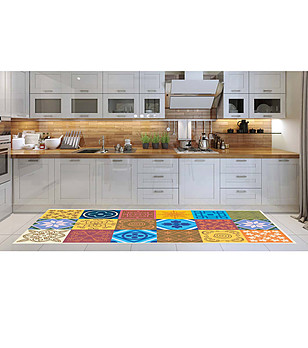 Многоцветна пътека с принт 180х52 см снимка