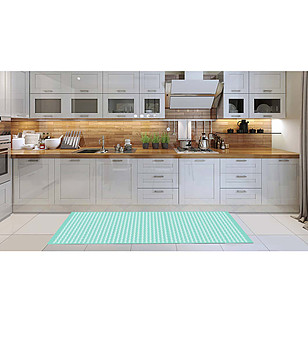 Пътека в цвят мента с бял принт 180х52 см снимка