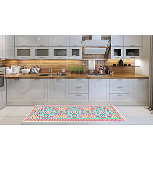 Пътека с многоцветен фигурален принт 180х52 см снимка