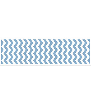 Пътека в бяло и синьо със зигзаг принт 180х52 см снимка